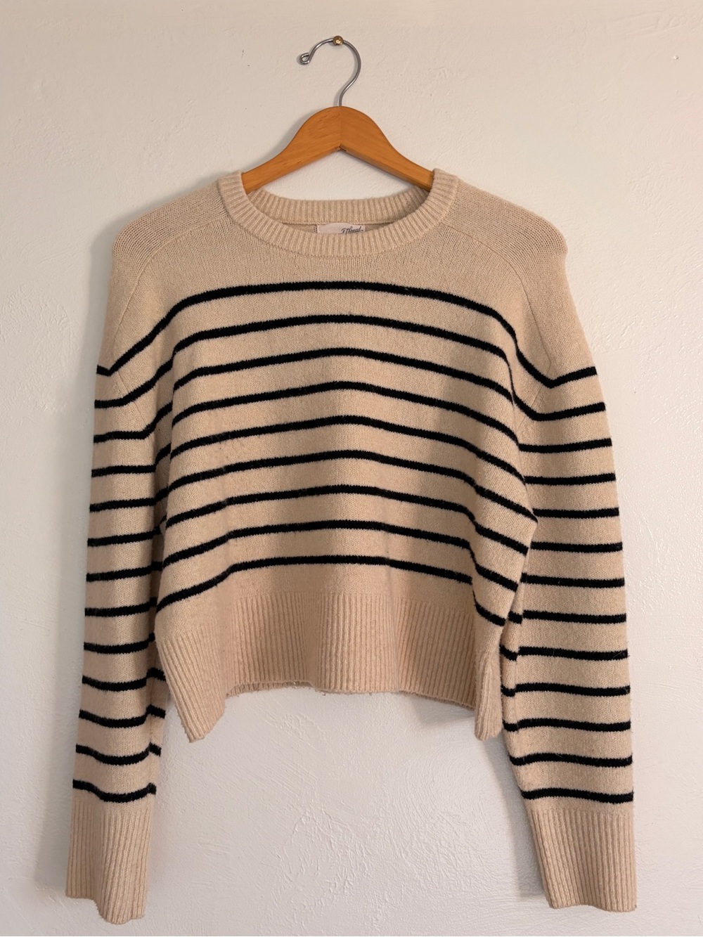 Universal Thread Striped Crewneck Sweater - Beige and Black